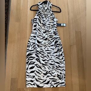 Stylish Zebra Print Halter Dress